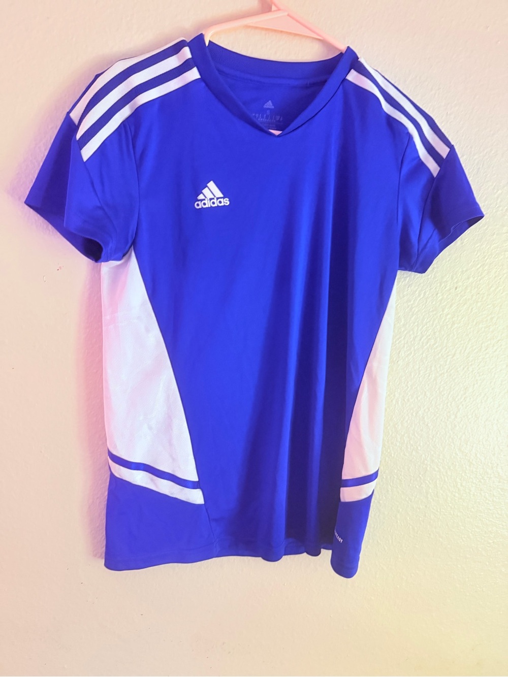 adidas Royal Blue and White Kids' Short-Sleeve Athletic Jersey